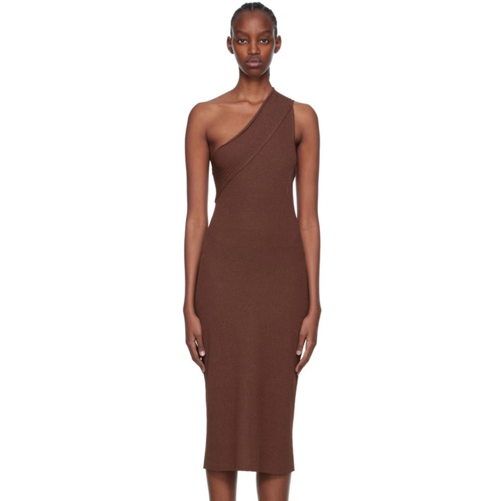 Aeron One-Shoulder Brown Mini-Dress